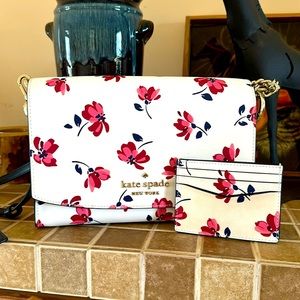 Floral Kate Spade crossbody shoulder bag a cardholder set